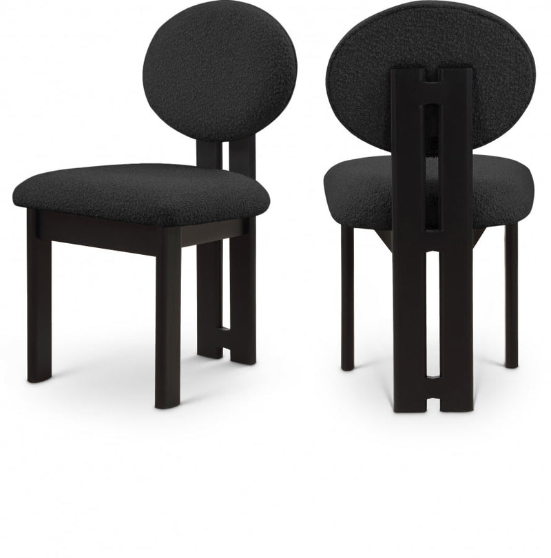 Napa Boucle Fabric Upholstered Dining Chair in Black, Set of 2 - 490Black-C