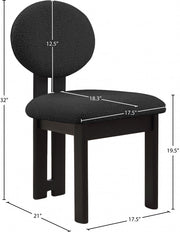 Napa Boucle Fabric Upholstered Dining Chair in Black, Set of 2 - 490Black-C
