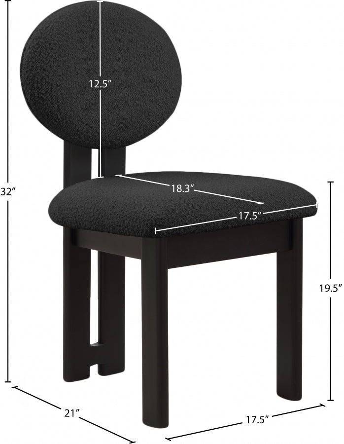 Napa Boucle Fabric Upholstered Dining Chair in Black, Set of 2 - 490Black-C