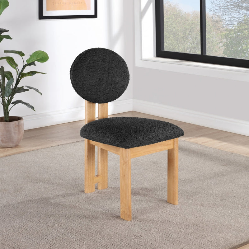 Napa Boucle Fabric Upholstered Dining Chair in Black, Set of 2 - 503Black-C