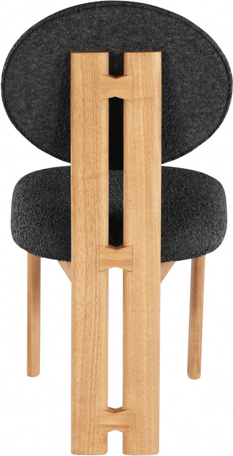 Napa Boucle Fabric Upholstered Dining Chair in Black, Set of 2 - 503Black-C