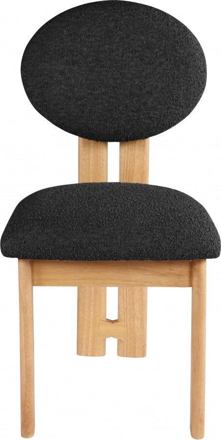 Napa Boucle Fabric Upholstered Dining Chair in Black, Set of 2 - 503Black-C