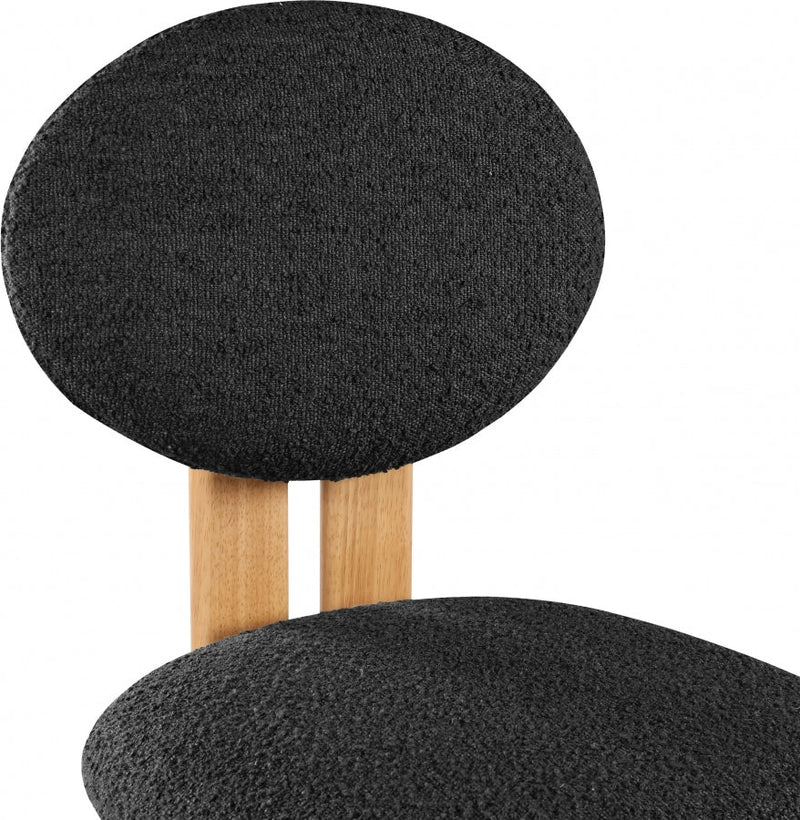 Napa Boucle Fabric Upholstered Dining Chair in Black, Set of 2 - 503Black-C