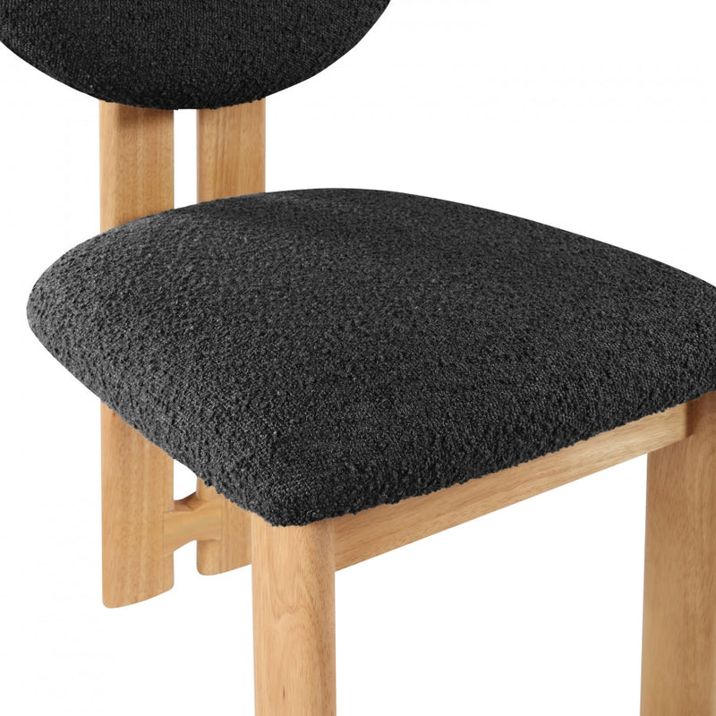Napa Boucle Fabric Upholstered Dining Chair in Black, Set of 2 - 503Black-C