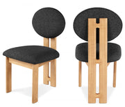Napa Boucle Fabric Upholstered Dining Chair in Black, Set of 2 - 503Black-C