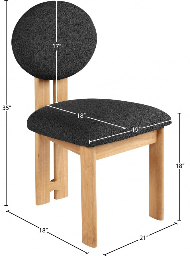 Napa Boucle Fabric Upholstered Dining Chair in Black, Set of 2 - 503Black-C