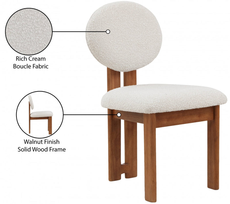 Napa Boucle Fabric Upholstered Dining Chair in Cream, Set of 2 - 489Cream-C