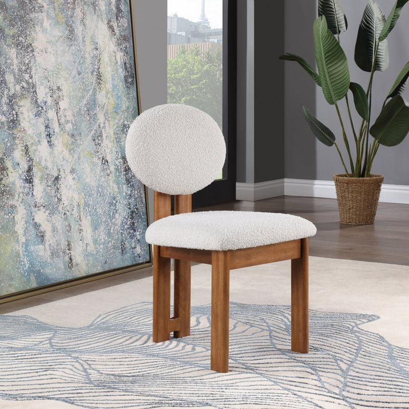 Napa Boucle Fabric Upholstered Dining Chair in Cream, Set of 2 - 489Cream-C