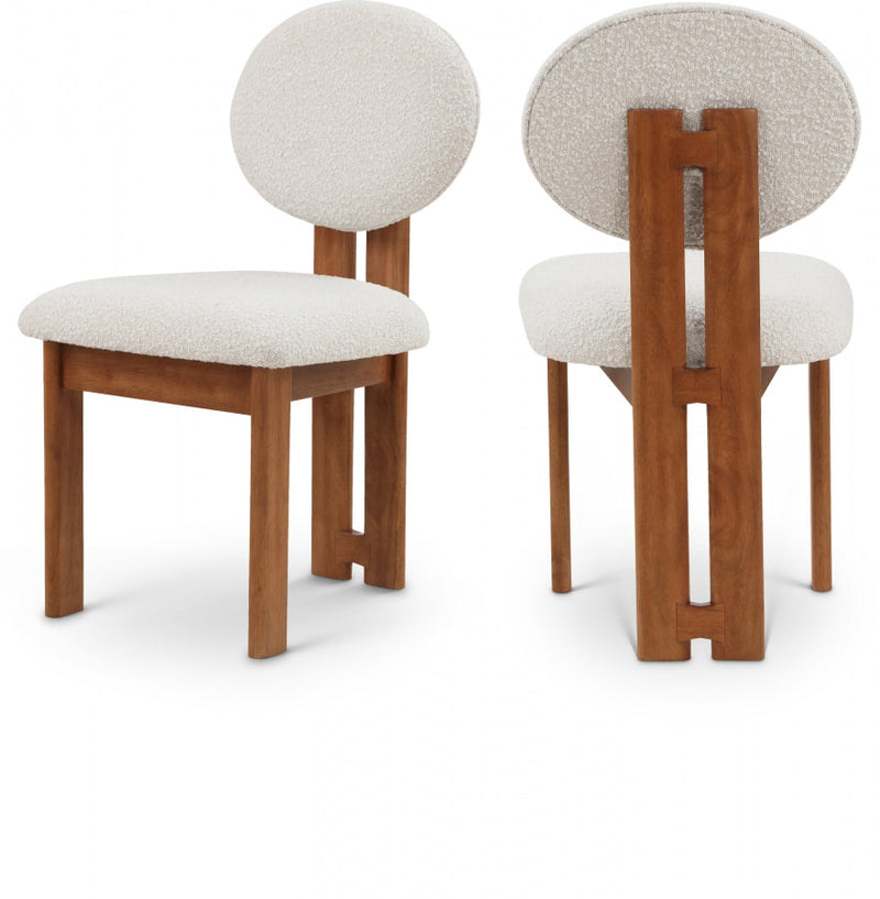 Napa Boucle Fabric Upholstered Dining Chair in Cream, Set of 2 - 489Cream-C