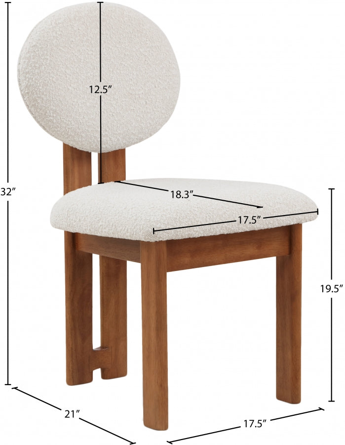 Napa Boucle Fabric Upholstered Dining Chair in Cream, Set of 2 - 489Cream-C