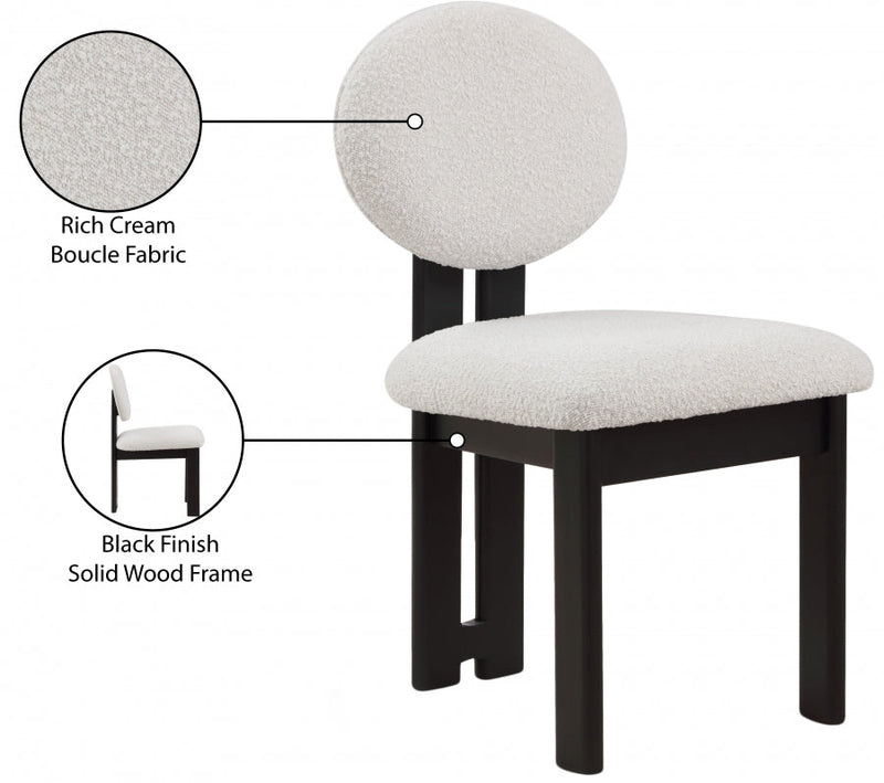 Napa Boucle Fabric Upholstered Dining Chair in Cream, Set of 2 - 490Cream-C