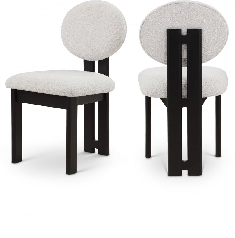 Napa Boucle Fabric Upholstered Dining Chair in Cream, Set of 2 - 490Cream-C