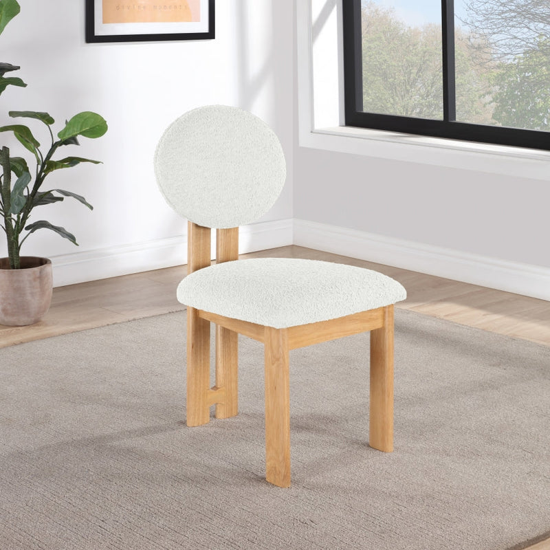 Napa Boucle Fabric Upholstered Dining Chair in Cream, Set of 2 - 503Cream-C