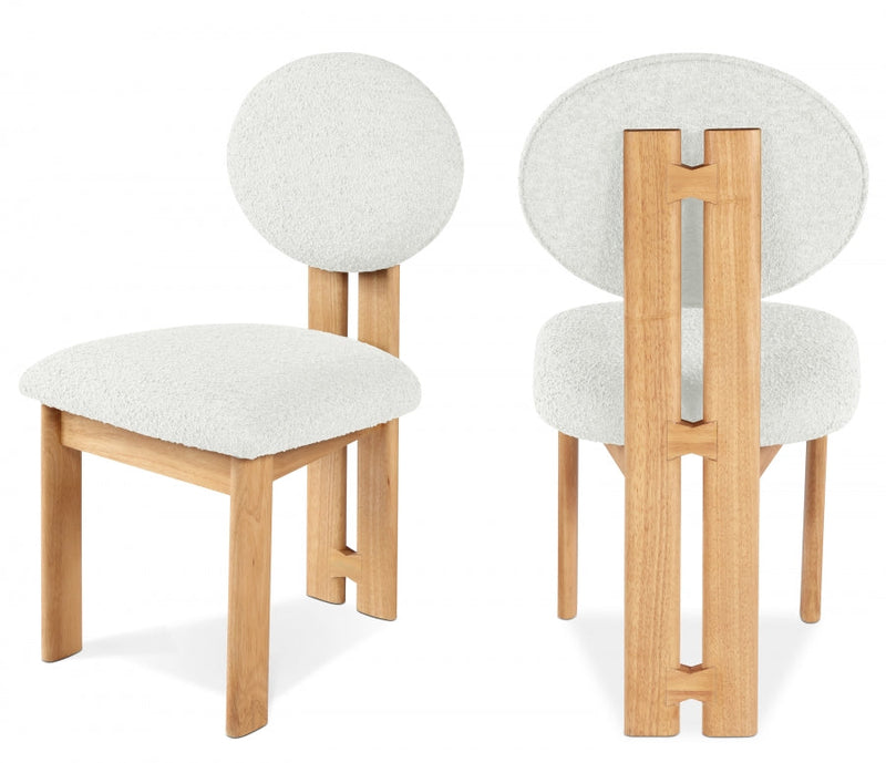 Napa Boucle Fabric Upholstered Dining Chair in Cream, Set of 2 - 503Cream-C