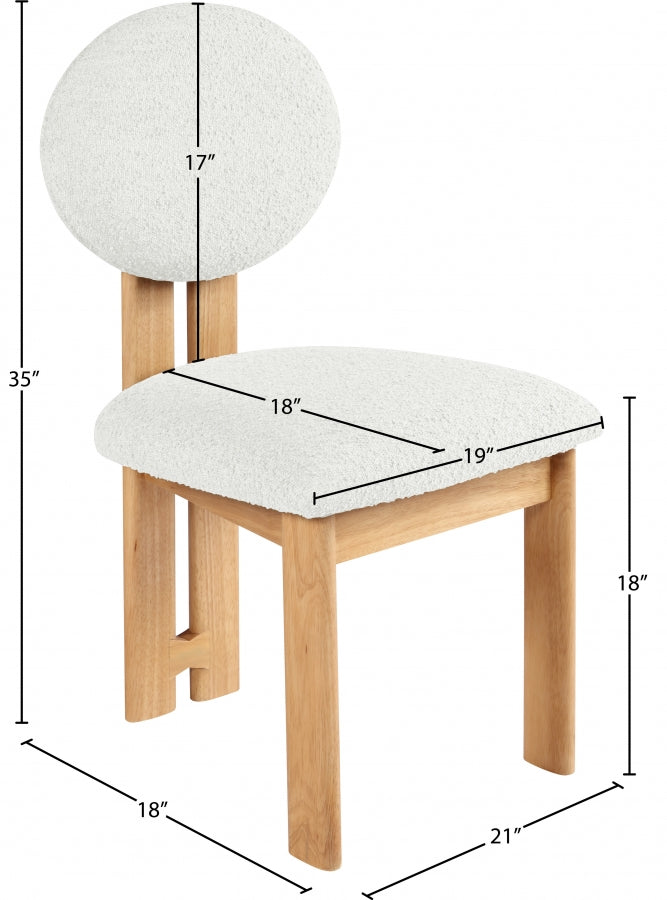 Napa Boucle Fabric Upholstered Dining Chair in Cream, Set of 2 - 503Cream-C