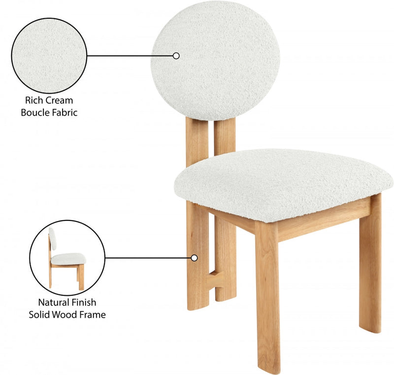 Napa Boucle Fabric Upholstered Dining Chair in Cream, Set of 2 - 503Cream-C
