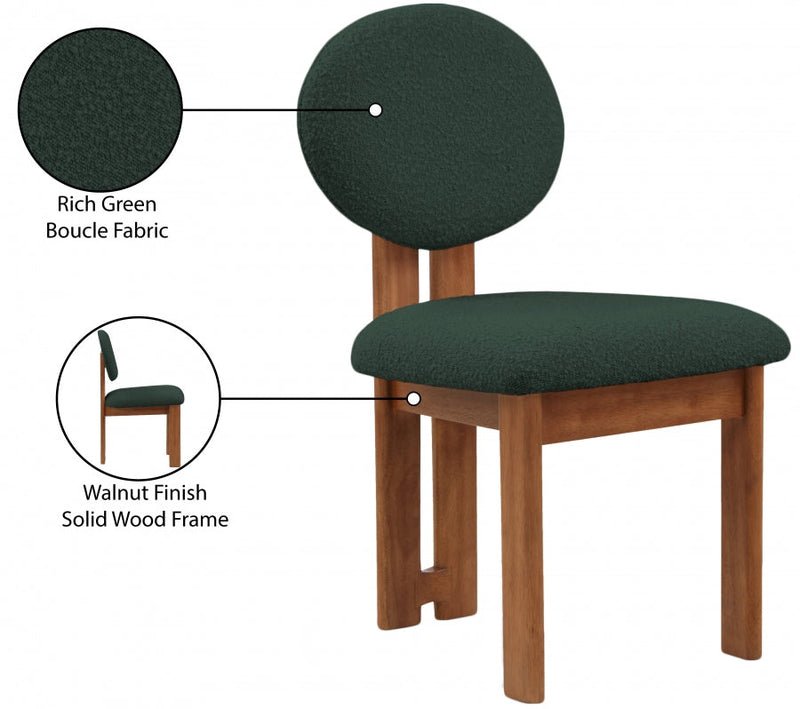 Napa Boucle Fabric Upholstered Dining Chair in Green, Set of 2 - 489Green-C