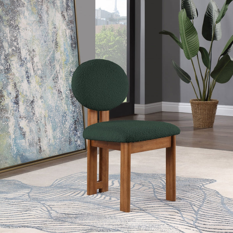 Napa Boucle Fabric Upholstered Dining Chair in Green, Set of 2 - 489Green-C