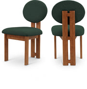 Napa Boucle Fabric Upholstered Dining Chair in Green, Set of 2 - 489Green-C