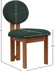 Napa Boucle Fabric Upholstered Dining Chair in Green, Set of 2 - 489Green-C