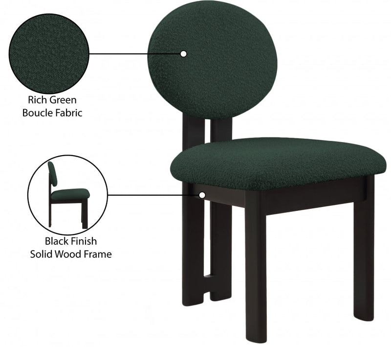 Napa Boucle Fabric Upholstered Dining Chair in Green, Set of 2 - 490Green-C