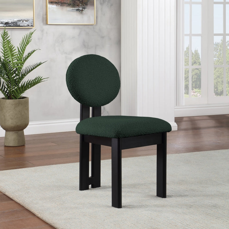 Napa Boucle Fabric Upholstered Dining Chair in Green, Set of 2 - 490Green-C
