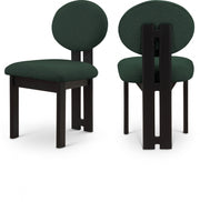 Napa Boucle Fabric Upholstered Dining Chair in Green, Set of 2 - 490Green-C