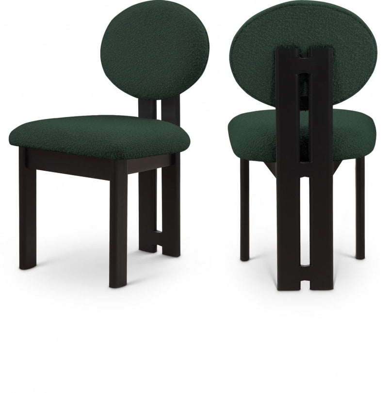 Napa Boucle Fabric Upholstered Dining Chair in Green, Set of 2 - 490Green-C