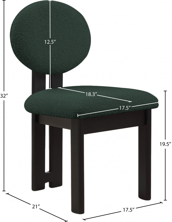 Napa Boucle Fabric Upholstered Dining Chair in Green, Set of 2 - 490Green-C