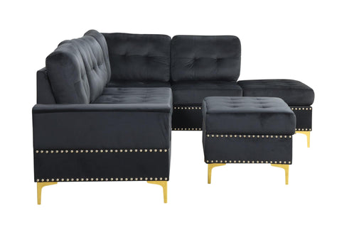 Naples - Black Velvet Storage Ottoman with Gold Legs - S562-O