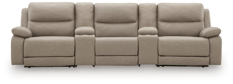 Narwhal Place Pebble 5-Piece Reclining Sectional with Storage Consoles - PC99201S39