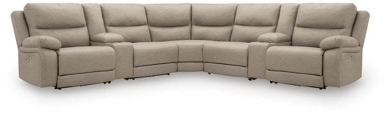 Narwhal Place Pebble 7-Piece Reclining Sectional with Storage Consoles - PC99201S34
