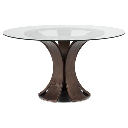 Naser 48-inch Round Glass Top Dining Table Dark Walnut - 115480DWA