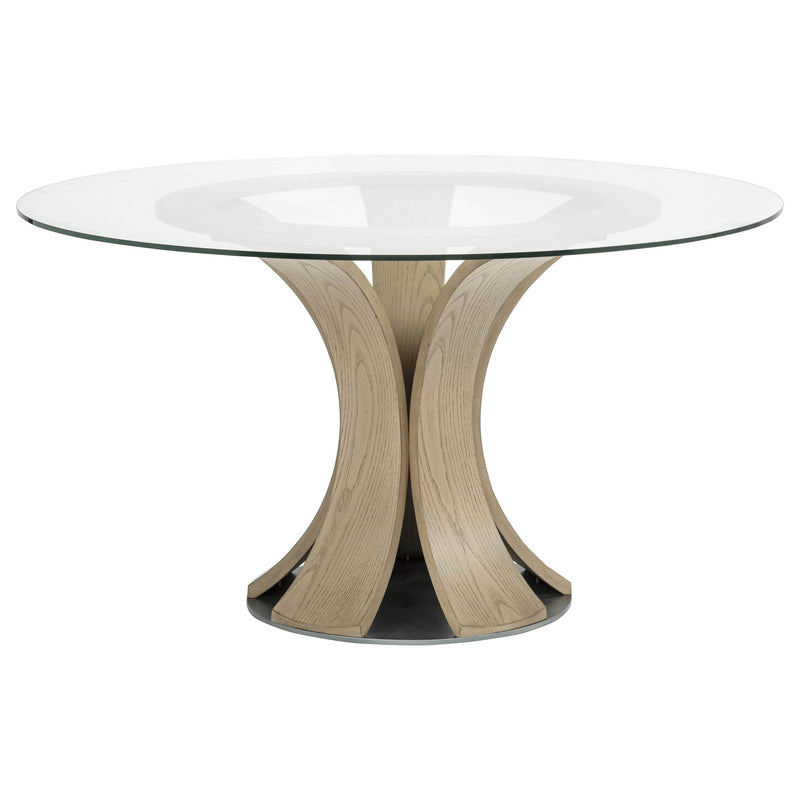 Naser 48-inch Round Glass Top Dining Table Light Oak - 115480LTO