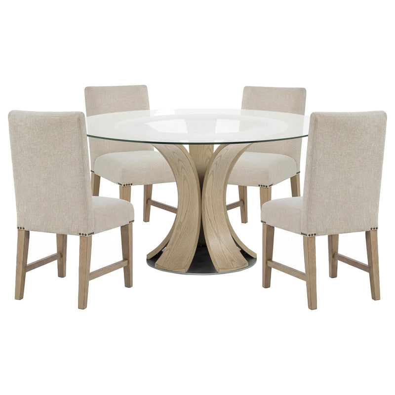 Naser 5-piece 48-inch Round Dining Table Set Beige and Light Oak - 115480LTO-S5