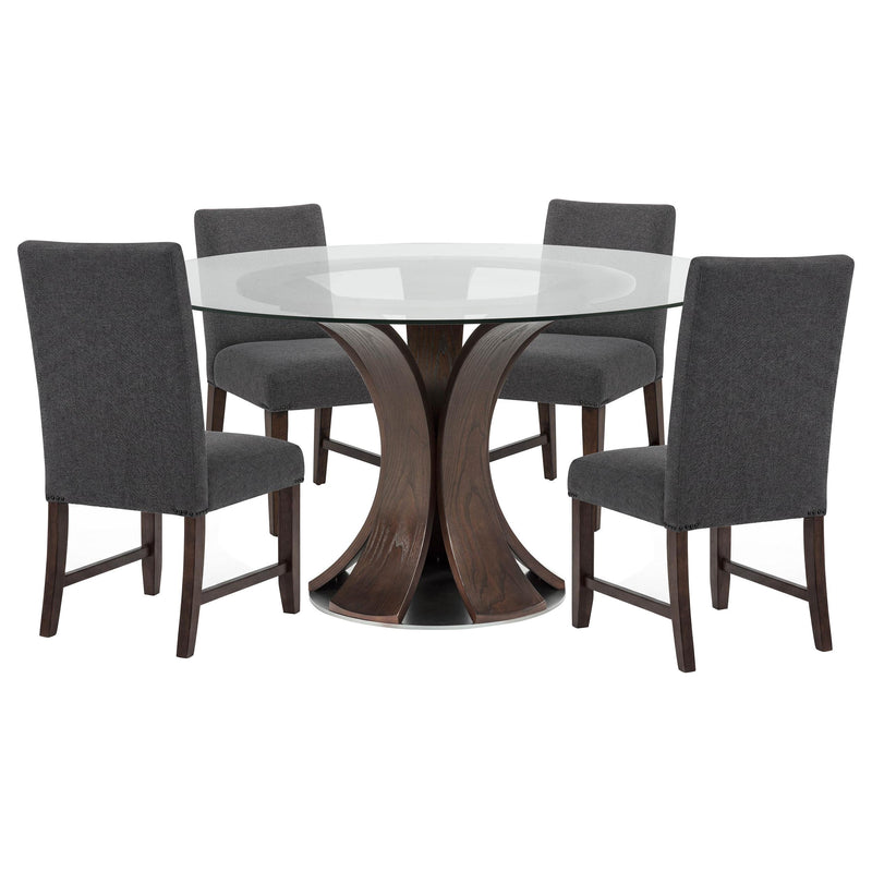 Naser 5-piece 48-inch Round Dining Table Set Grey and Dark Walnut - 115480DWA-S5