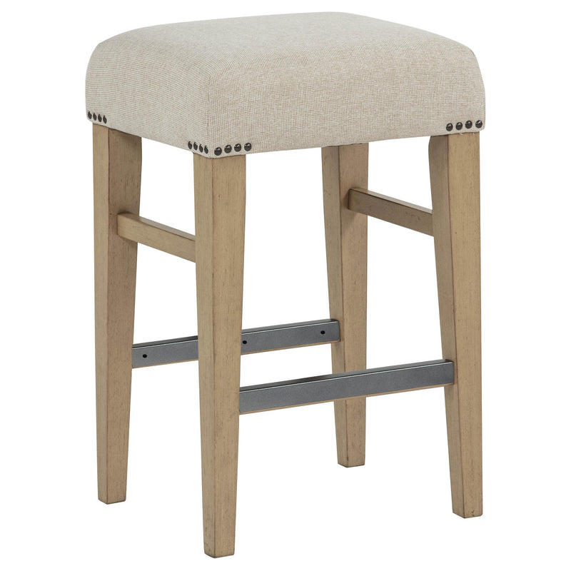 Naser Upholstered Counter Stool Beige and Light Oak (Set of 2) - 115487LTO