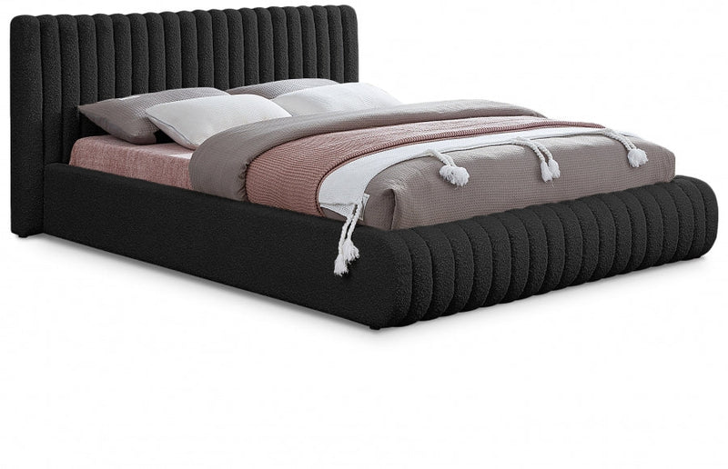 Nash Boucle Fabric Full Bed Black - NashBlack-F