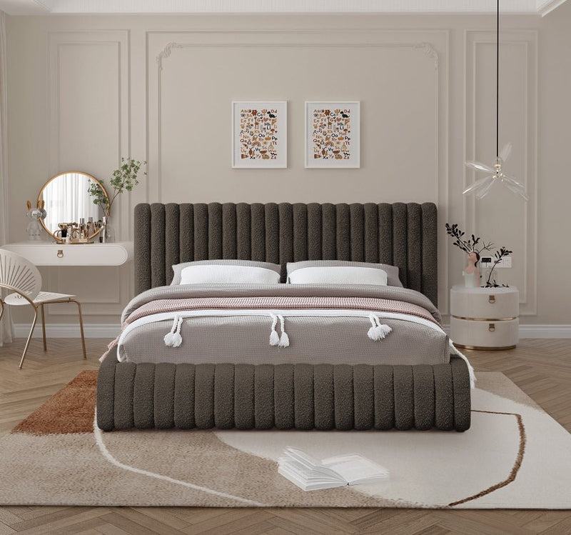 Nash Boucle Fabric Full Bed Brown - NashBrown-F