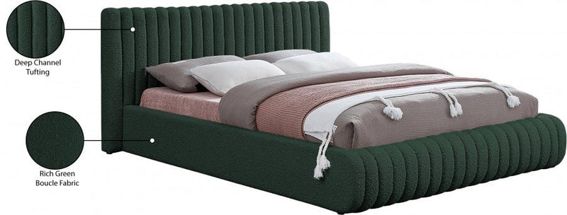 Nash Boucle Fabric Full Bed Green - NashGreen-F