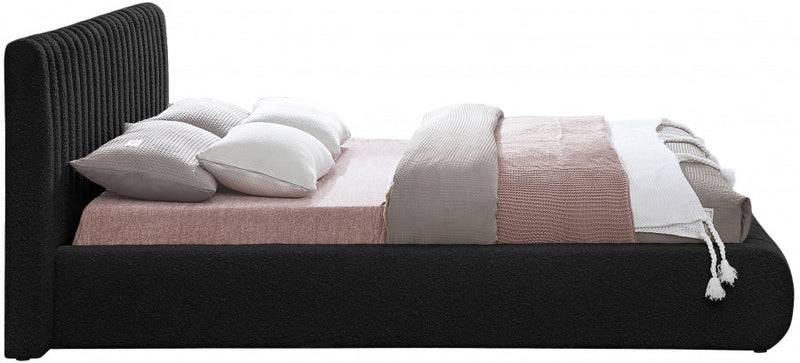 Nash Boucle Fabric King Bed Black - Gate FurnitureKing Bed