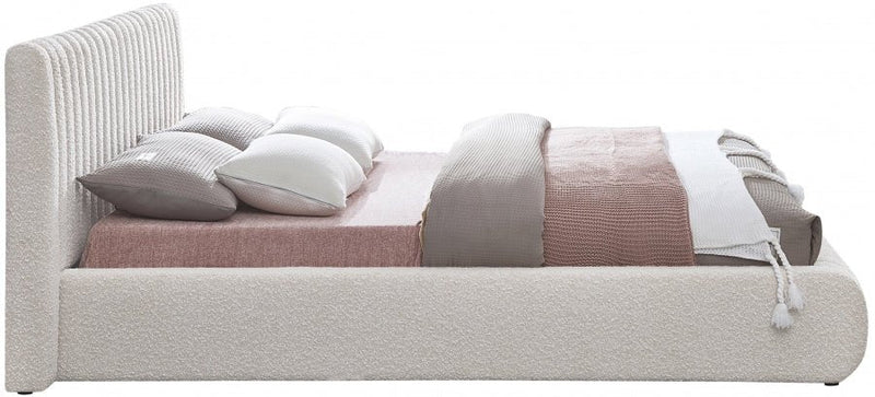 Nash Boucle Fabric King Bed Cream - Gate FurnitureKing Bed