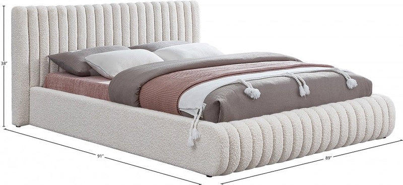 Nash Boucle Fabric King Bed Cream - Gate FurnitureKing Bed