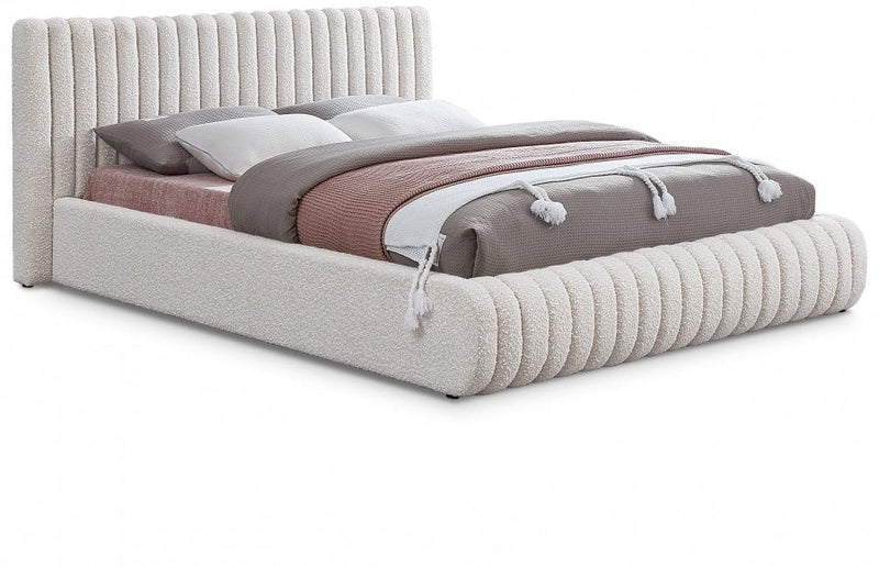 Nash Boucle Fabric King Bed Cream - Gate FurnitureKing Bed