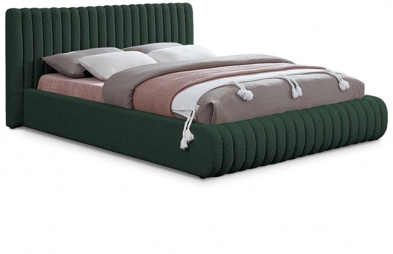 Nash Boucle Fabric King Bed Green - Gate FurnitureKing Bed