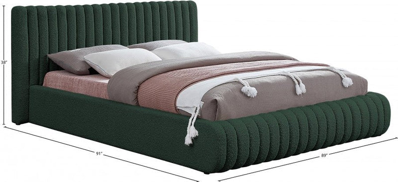Nash Boucle Fabric King Bed Green - Gate FurnitureKing Bed