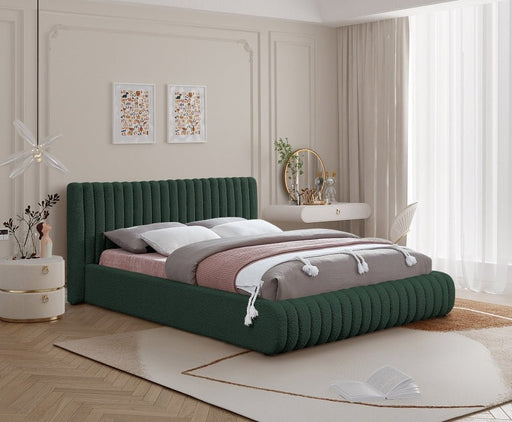 Nash Boucle Fabric King Bed Green - Gate FurnitureKing Bed