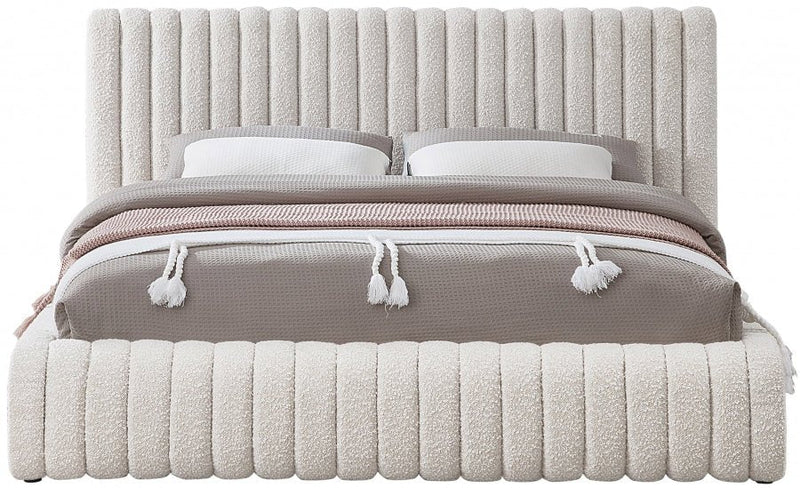 Nash Boucle Fabric Queen Bed Cream - Gate FurnitureQueen Bed