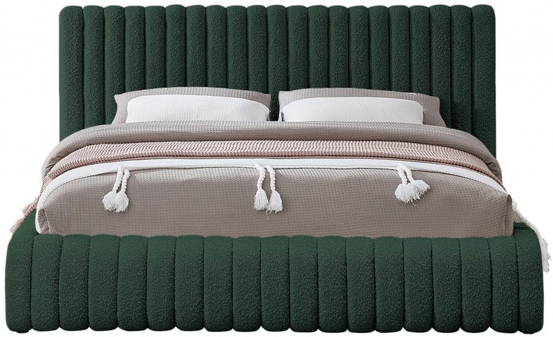 Nash Boucle Fabric Queen Bed Green - Gate FurnitureQueen Bed