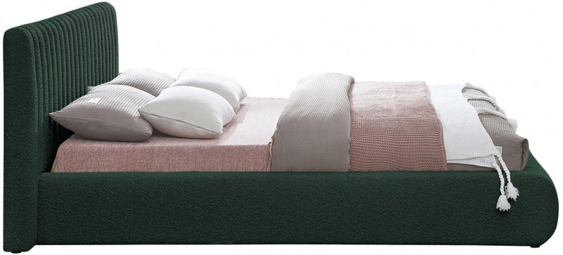 Nash Boucle Fabric Queen Bed Green - Gate FurnitureQueen Bed
